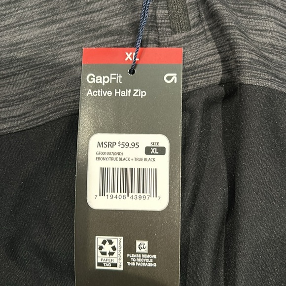 Men’s gap fit activity, half zip grey black color size extra large new tag - Picture 8 of 8